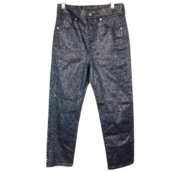 Express Jeans Pants Womens 2P Silver Metallic Coated Super High Rise Slim Ankle - Picture 1 of 11